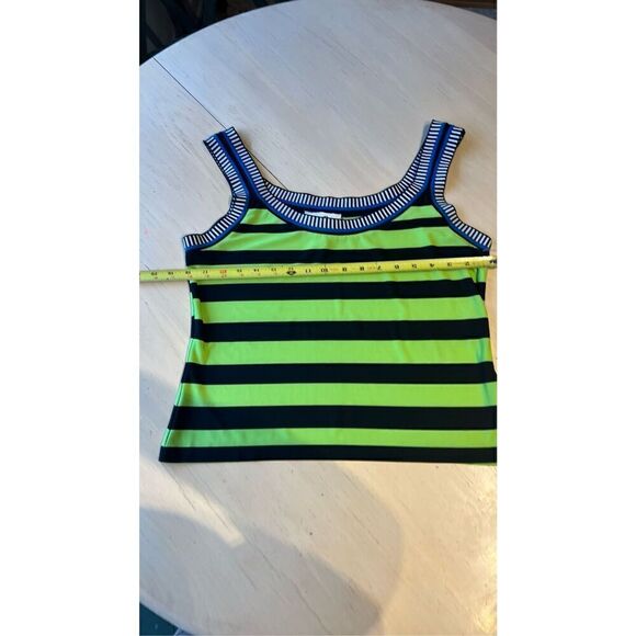 Joseph Ribkoff Striped Sleeveless Poly Jersey Knit Green Blue SZ L (12) - Picture 6 of 9